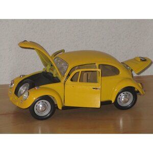 Road Tough Yellow Volkswagen 1967 Beatle 1:18 Die Cast Toy Car Good Pre Owned